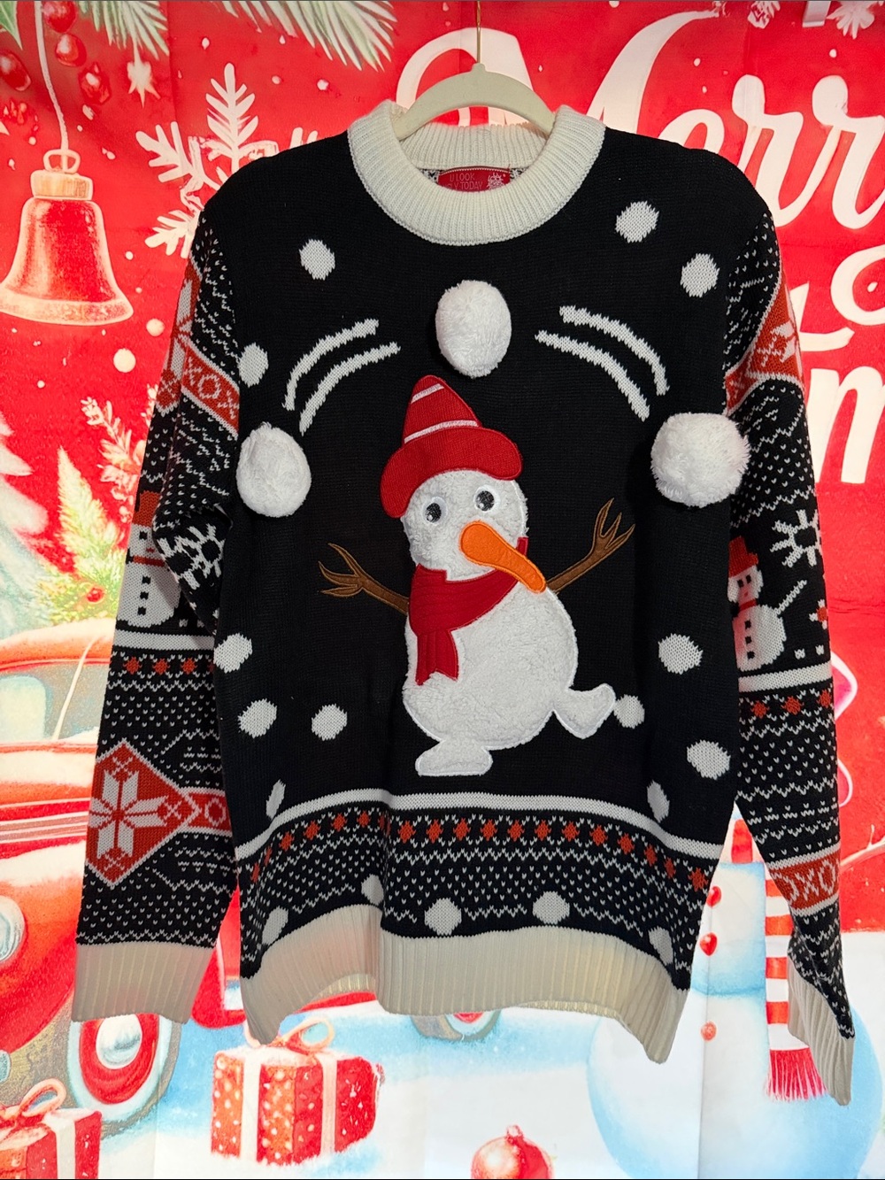 Women’s Black Snowman Holiday Sweater